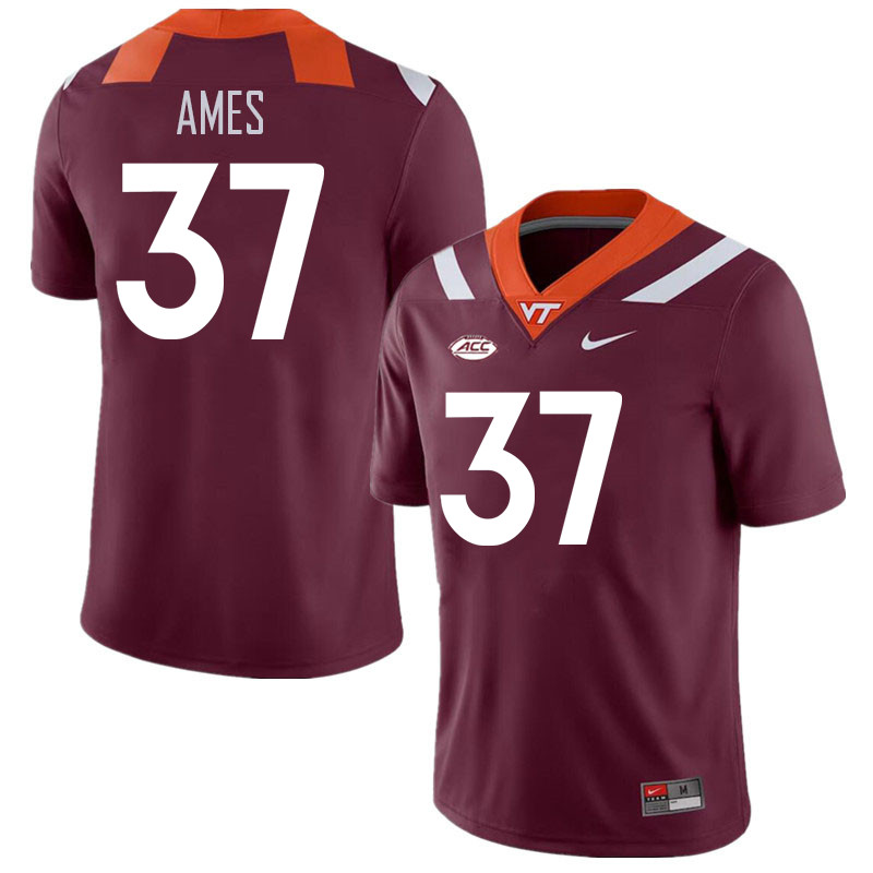Men #37 Davion Ames Virginia Tech Hokies College Football Jerseys Stitched Sale-Maroon
